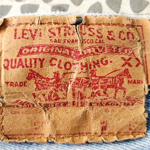 Levi 501 Button Up Patch Work Mini Skirt - Picture 4 of 6